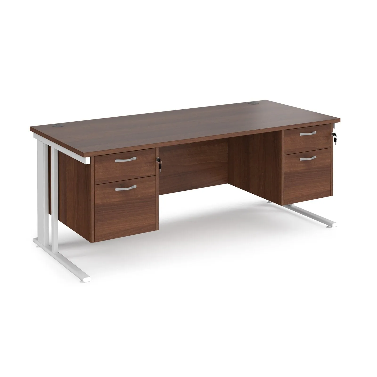 Maestro 25 cable managed leg straight desk 800 deep with two x 2 drawer pedestals