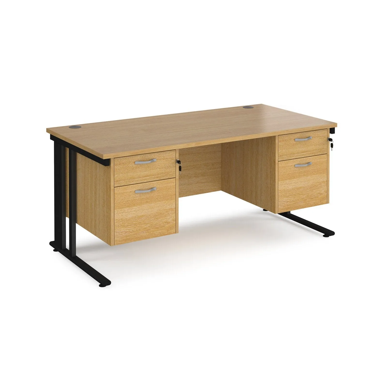 Maestro 25 cable managed leg straight desk 800 deep with two x 2 drawer pedestals