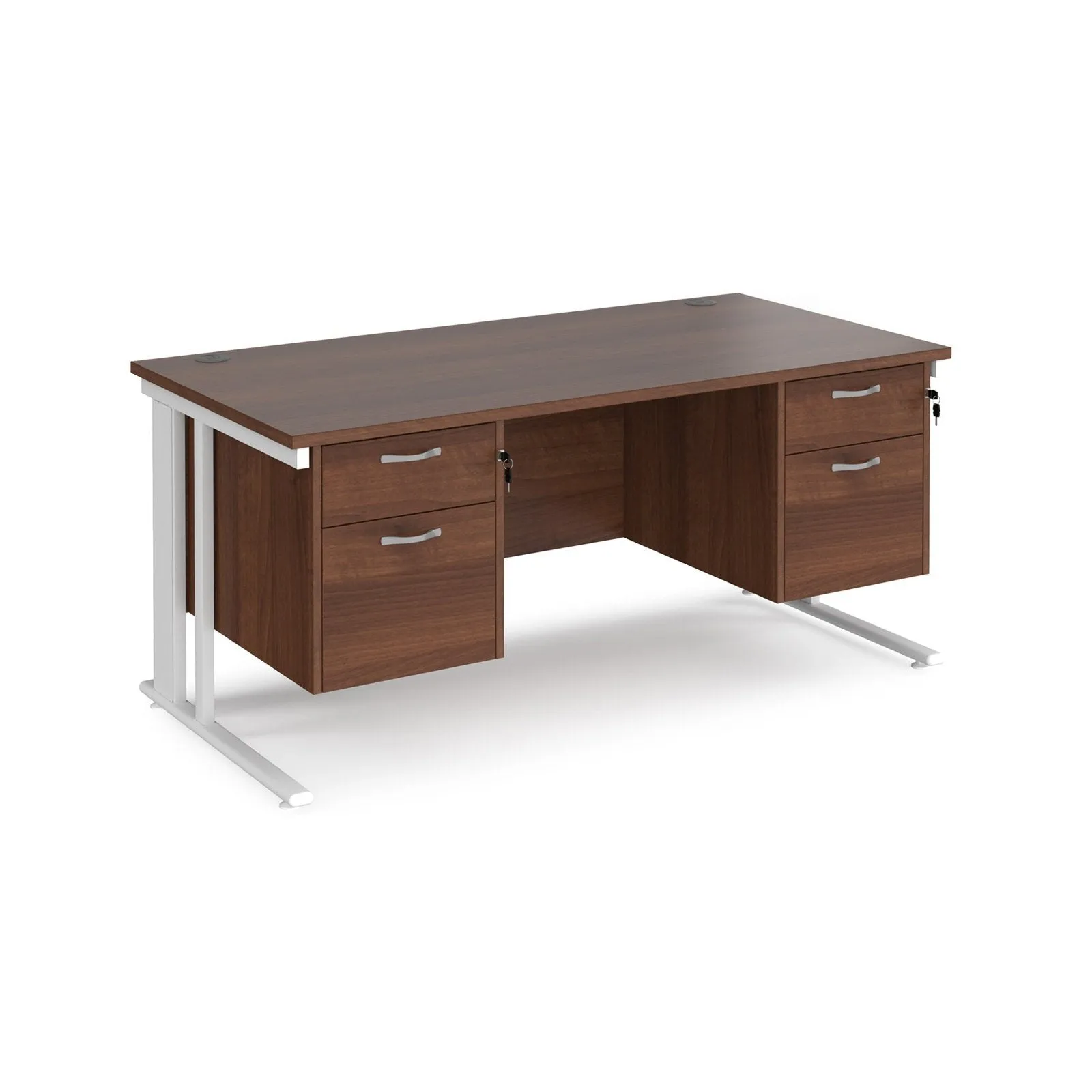 Maestro 25 cable managed leg straight desk 800 deep with two x 2 drawer pedestals