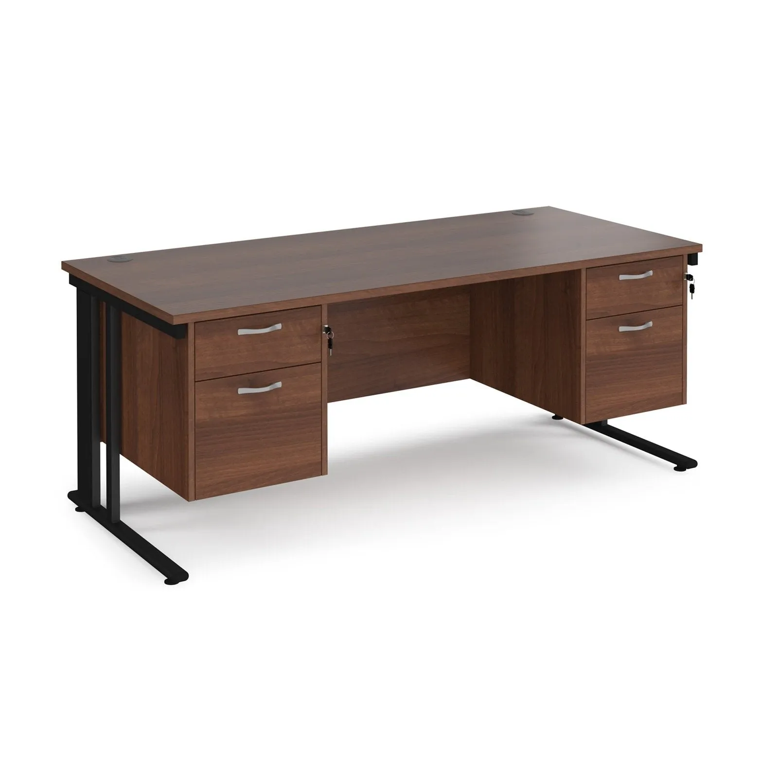 Maestro 25 cable managed leg straight desk 800 deep with two x 2 drawer pedestals