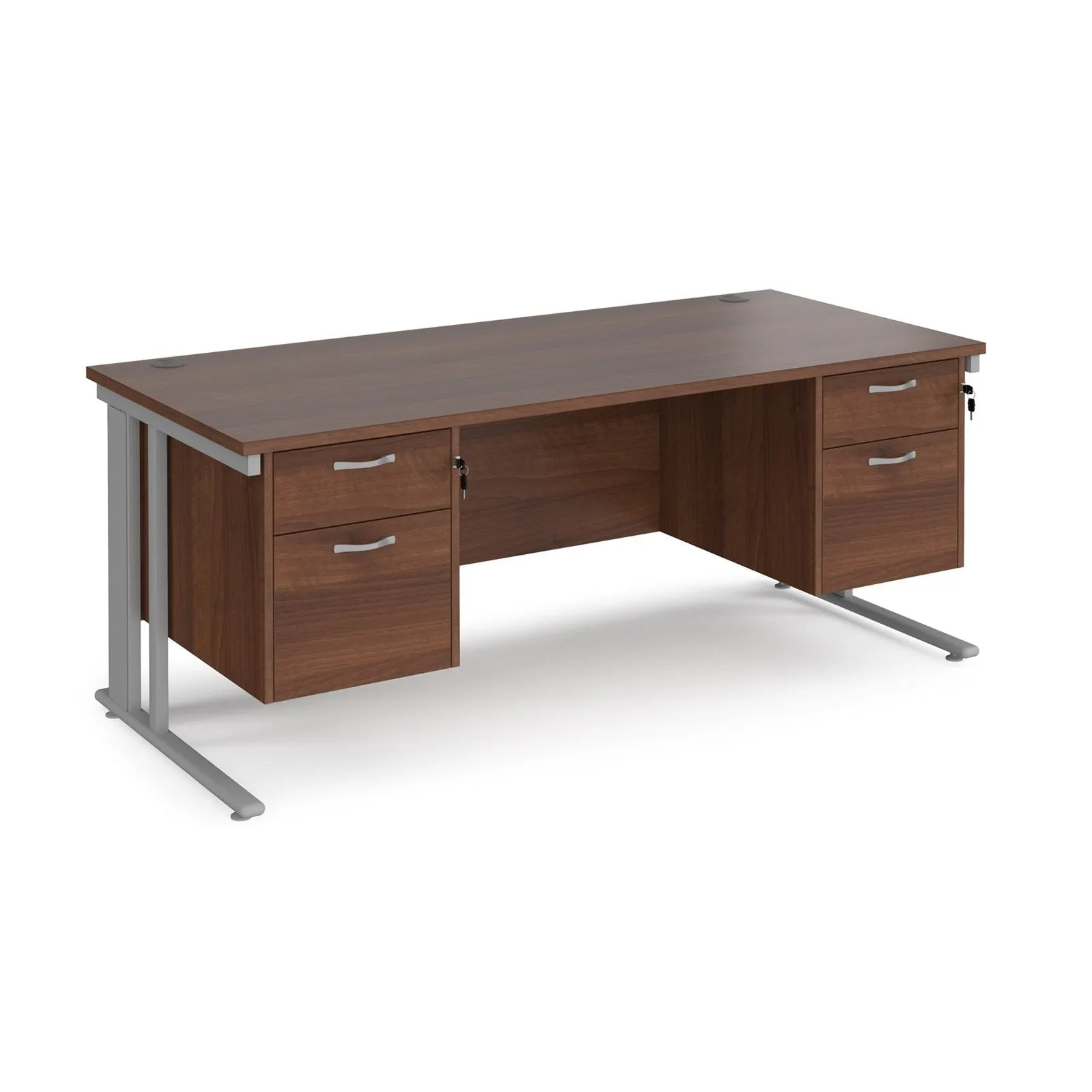 Maestro 25 cable managed leg straight desk 800 deep with two x 2 drawer pedestals