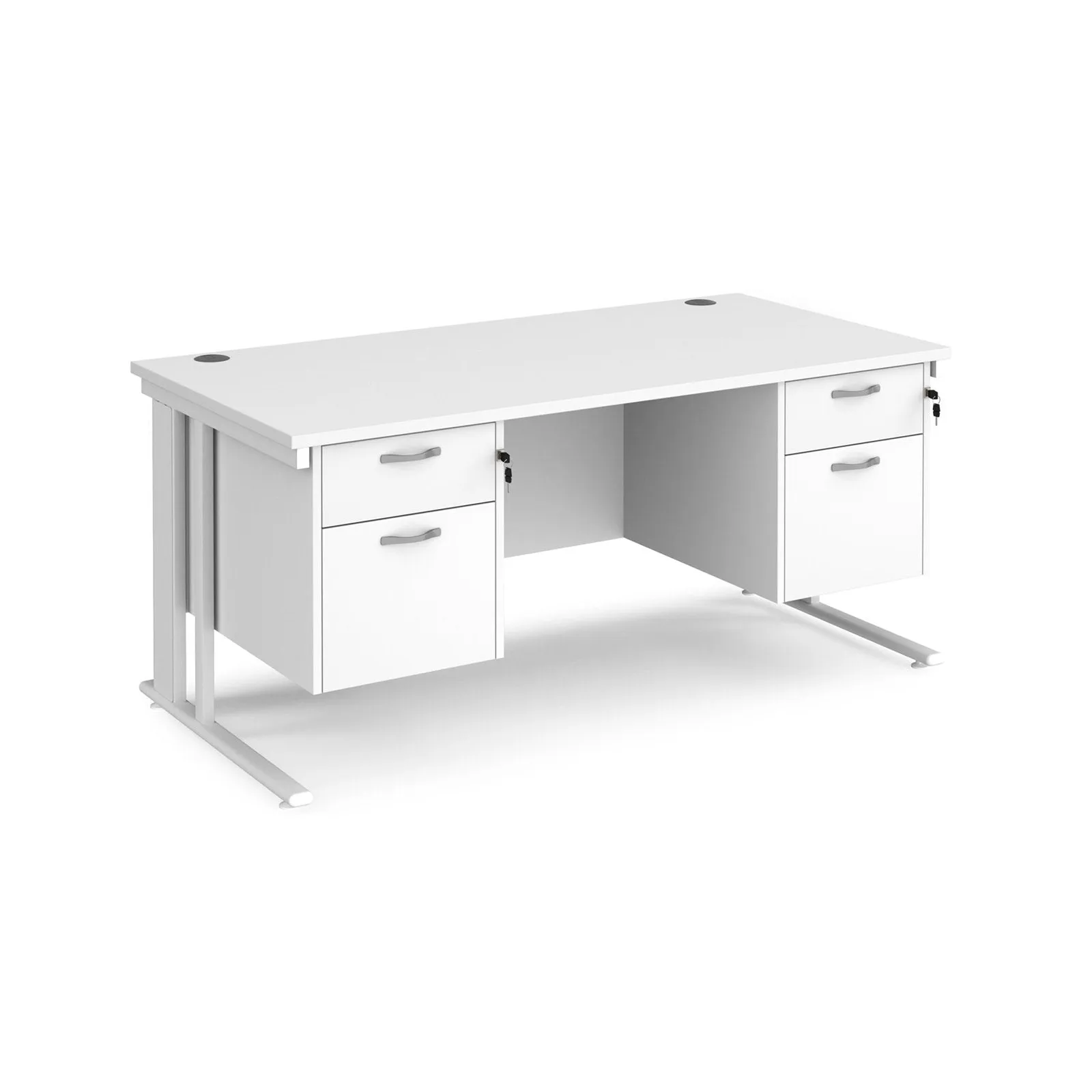 Maestro 25 cable managed leg straight desk 800 deep with two x 2 drawer pedestals