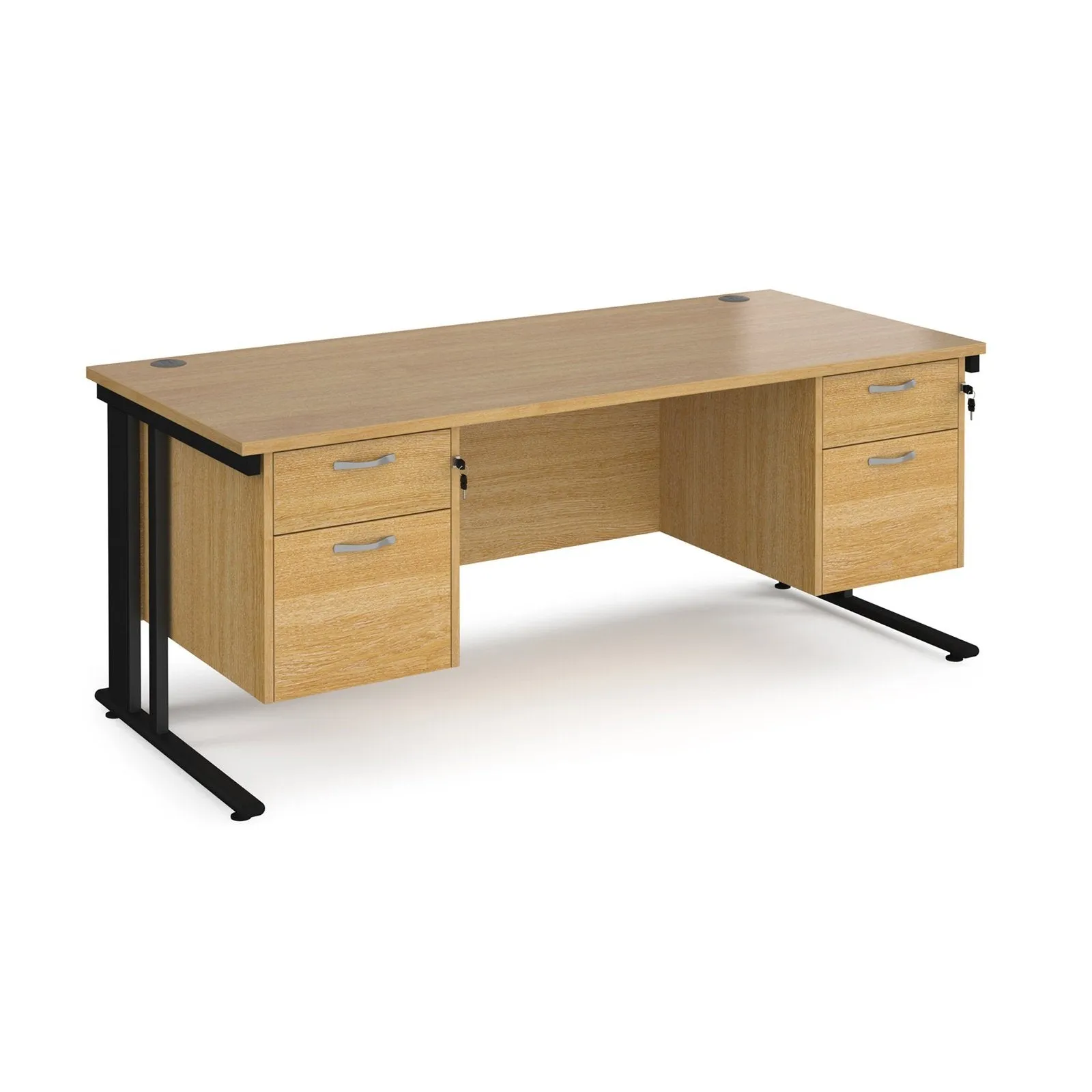 Maestro 25 cable managed leg straight desk 800 deep with two x 2 drawer pedestals