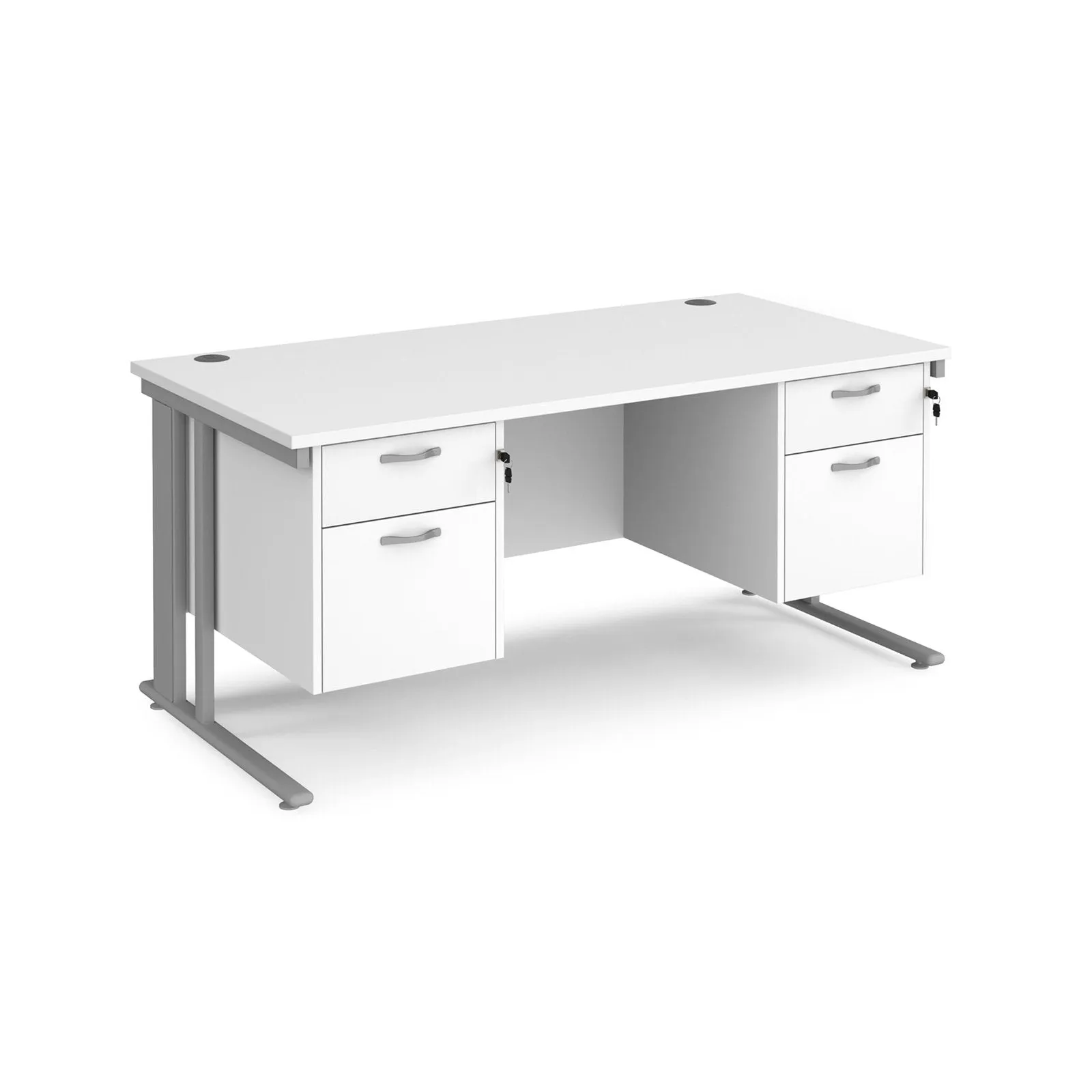 Maestro 25 cable managed leg straight desk 800 deep with two x 2 drawer pedestals