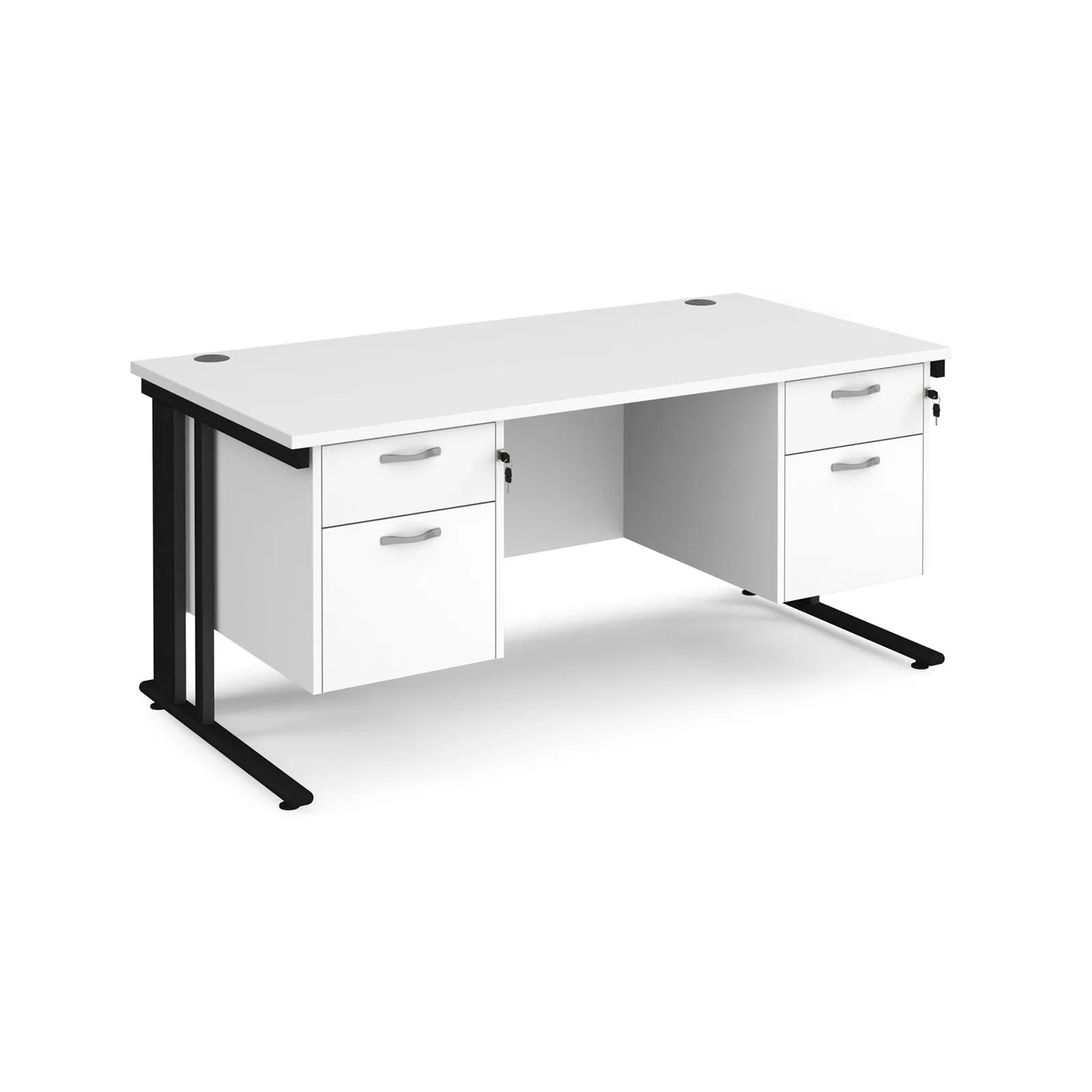 Maestro 25 cable managed leg straight desk 800 deep with two x 2 drawer pedestals