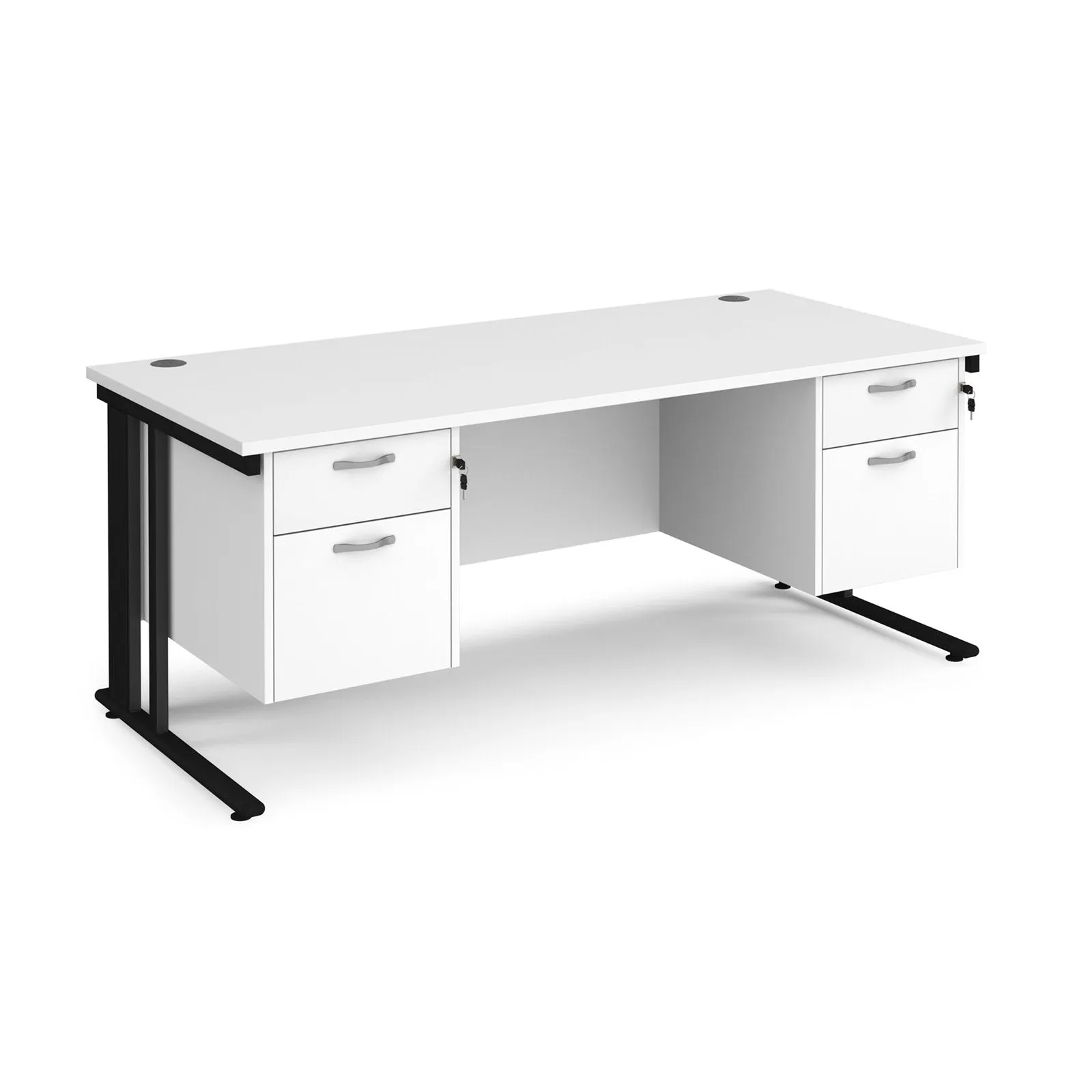 Maestro 25 cable managed leg straight desk 800 deep with two x 2 drawer pedestals