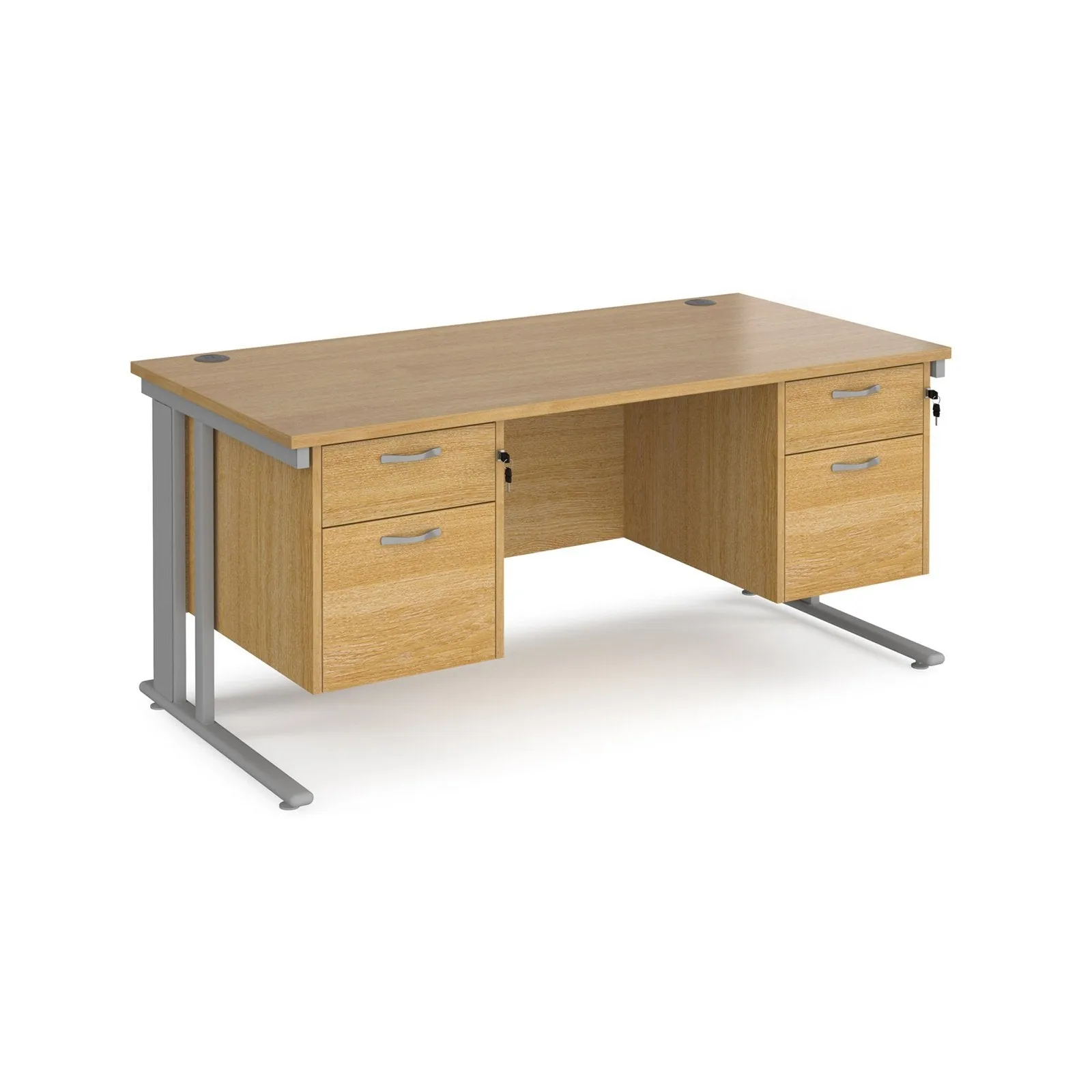 Maestro 25 cable managed leg straight desk 800 deep with two x 2 drawer pedestals