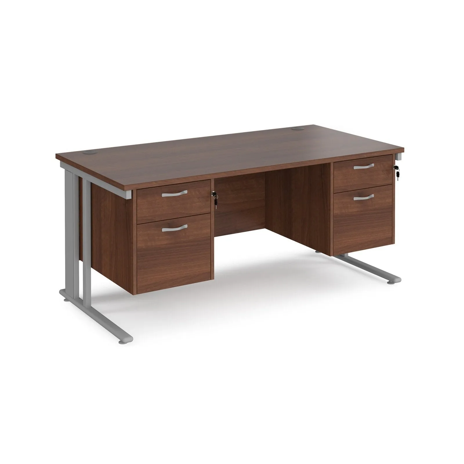 Maestro 25 cable managed leg straight desk 800 deep with two x 2 drawer pedestals