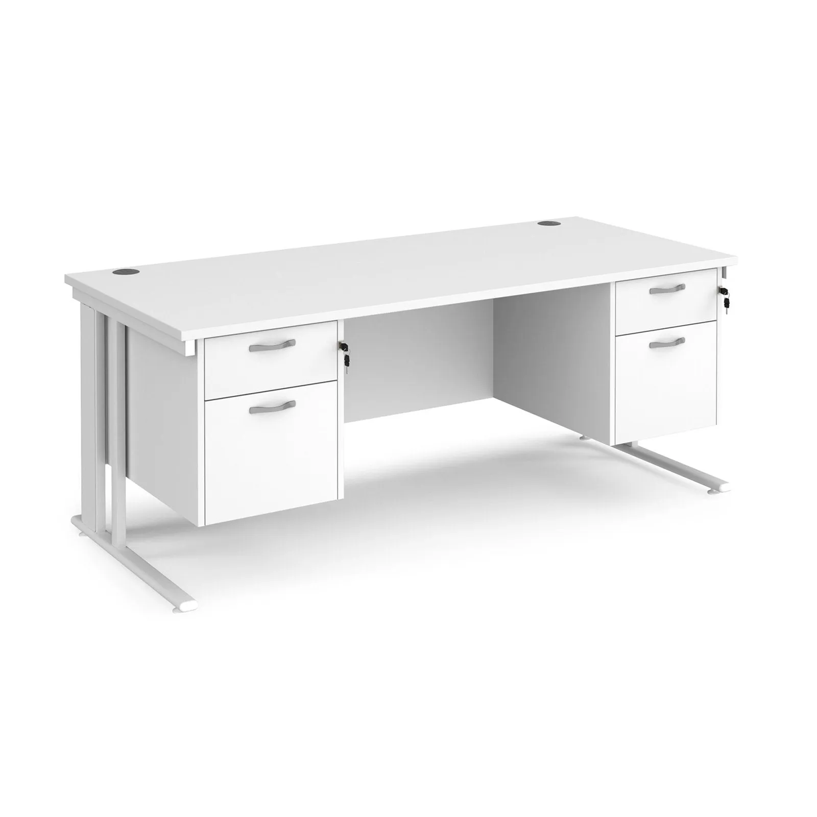 Maestro 25 cable managed leg straight desk 800 deep with two x 2 drawer pedestals