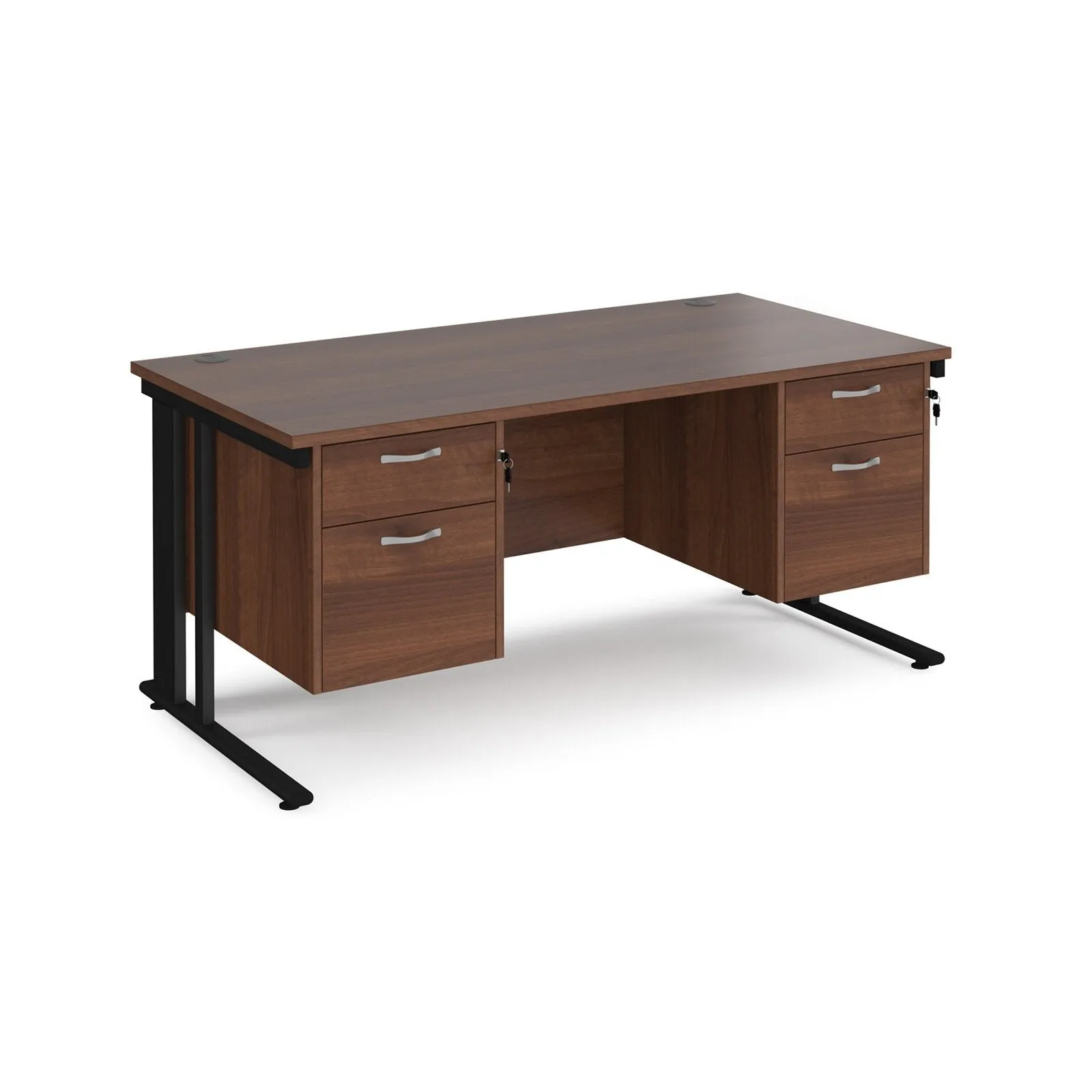 Maestro 25 cable managed leg straight desk 800 deep with two x 2 drawer pedestals