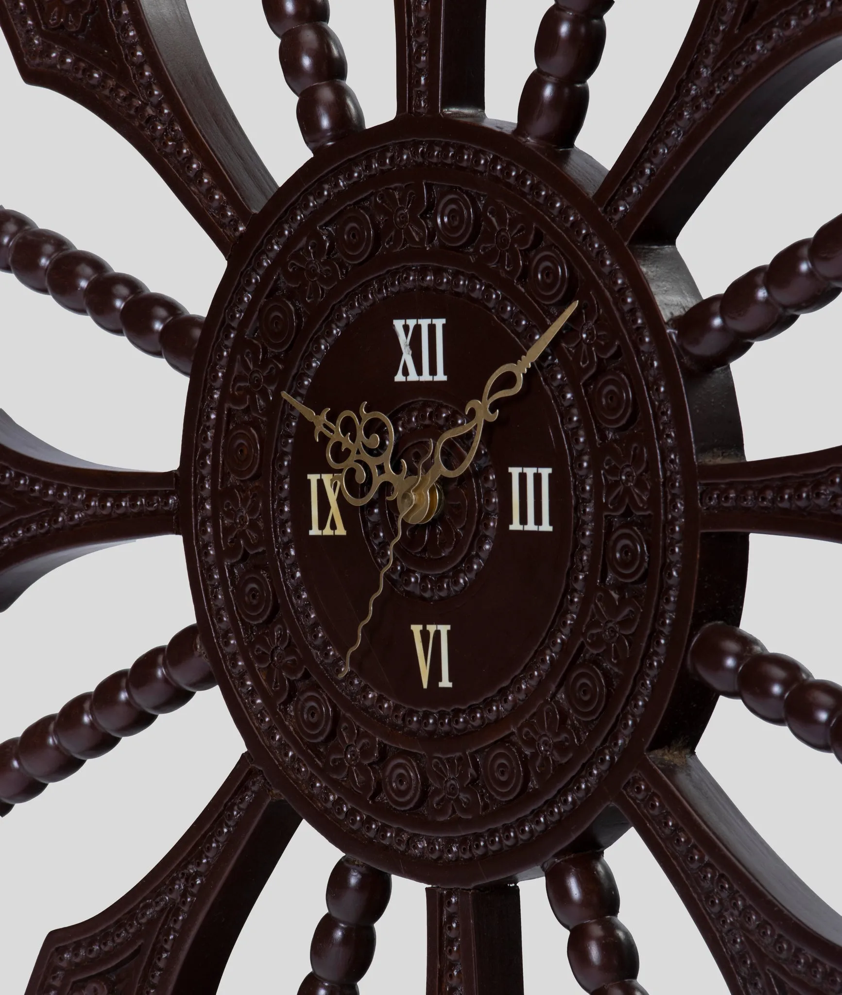 Marwari Carved Wall Clock In Teak Hand Made