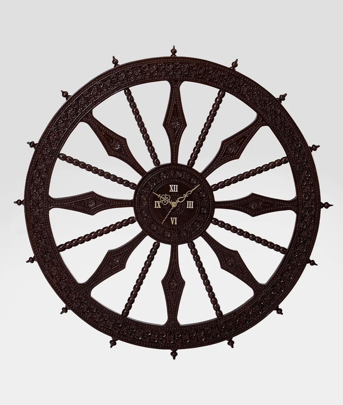 Marwari Carved Wall Clock In Teak Hand Made