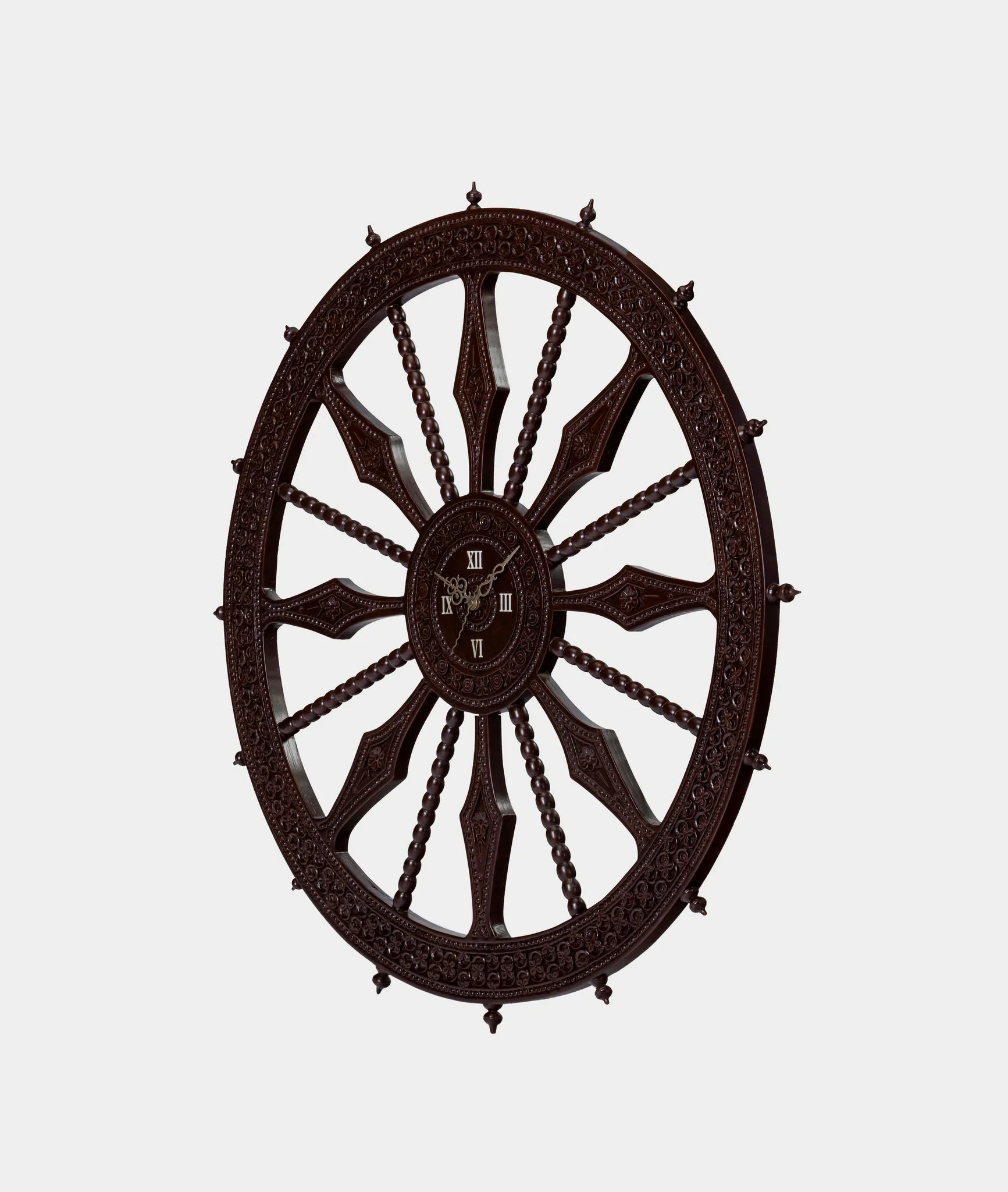 Marwari Carved Wall Clock In Teak Hand Made