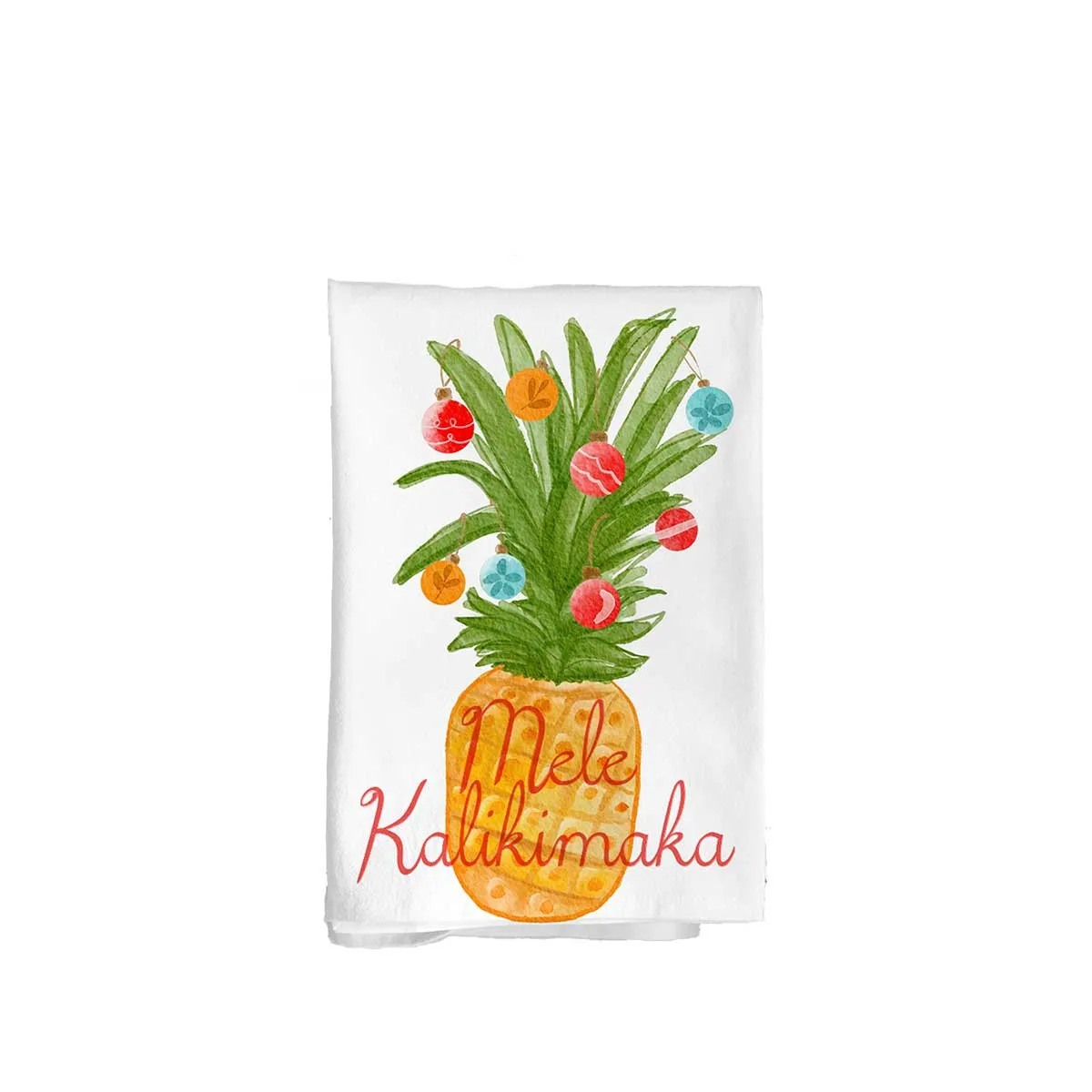 Mele Kalikimaka Pineapple Balls Flour Sack Kitchen Towel