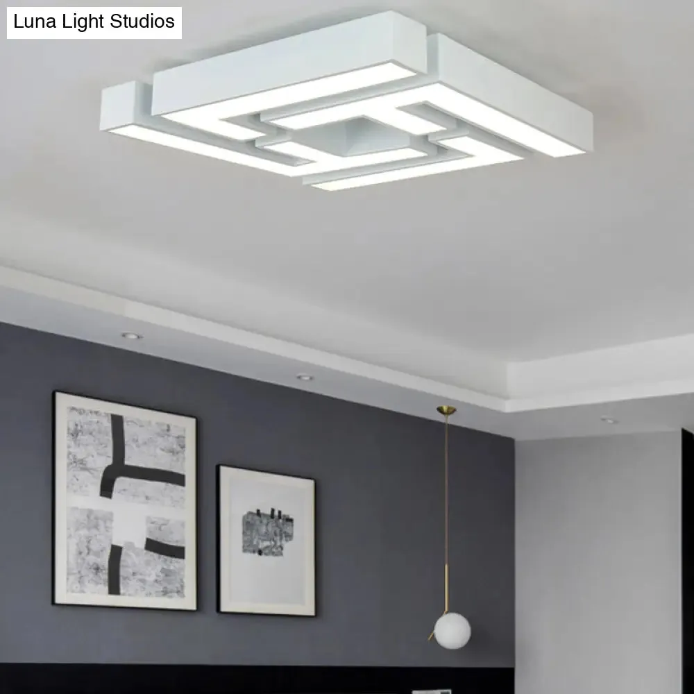 Modern LED Bedroom Flushmount Ceiling Light with Maze Metal Shade in White/Warm Light - Stylish and Efficient