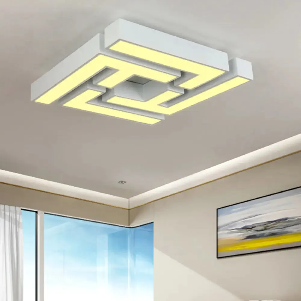 Modern LED Bedroom Flushmount Ceiling Light with Maze Metal Shade in White/Warm Light - Stylish and Efficient