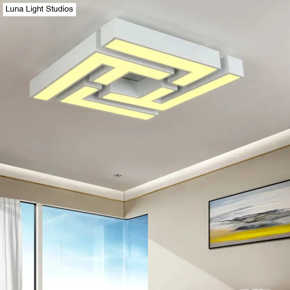 Modern LED Bedroom Flushmount Ceiling Light with Maze Metal Shade in White/Warm Light - Stylish and Efficient