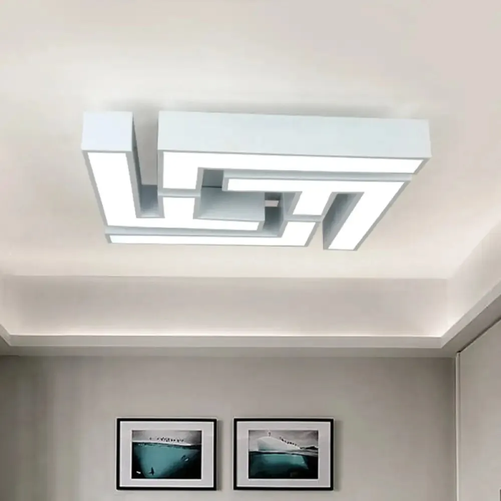 Modern LED Bedroom Flushmount Ceiling Light with Maze Metal Shade in White/Warm Light - Stylish and Efficient