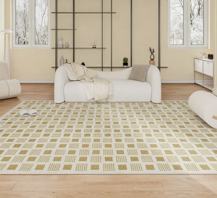 Modern Rug Ideas for Bedroom, Dining Room Modern Floor Carpets, Chequer Modern Rugs for Living Room, Contemporary Soft Rugs Next to Bed