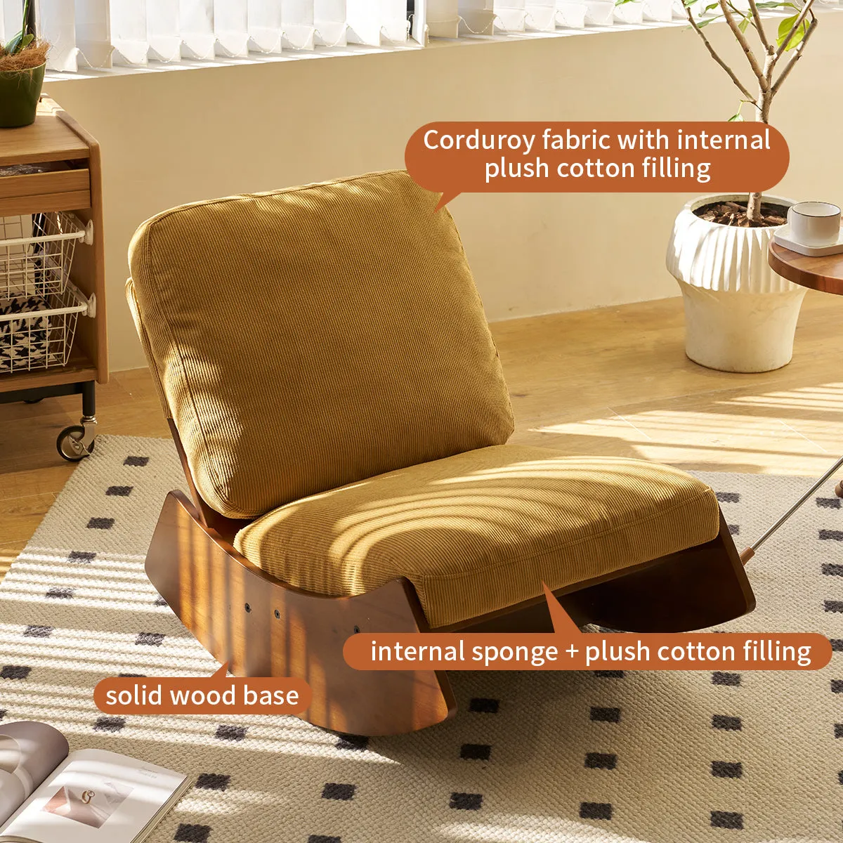 Ochoa Comfortable Glider Rocking Chair - Orange