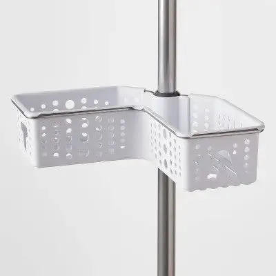 Open Box - Room Essentials Steel L-Shaped Corner Tension Pole Shower Caddy Holds Up to 5lbs