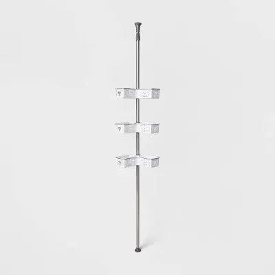 Open Box - Room Essentials Steel L-Shaped Corner Tension Pole Shower Caddy Holds Up to 5lbs