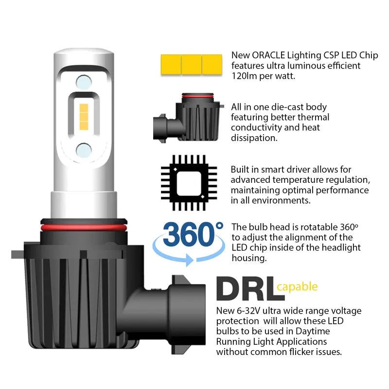 Oracle Lighting Technologies V-Series LED Light Bulb - LED Headlight - White - 9004 Style (Pair)