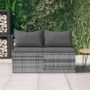 Patio Middle Sofas with Cushions Accent Loveseat 2 Pcs Poly Rattan