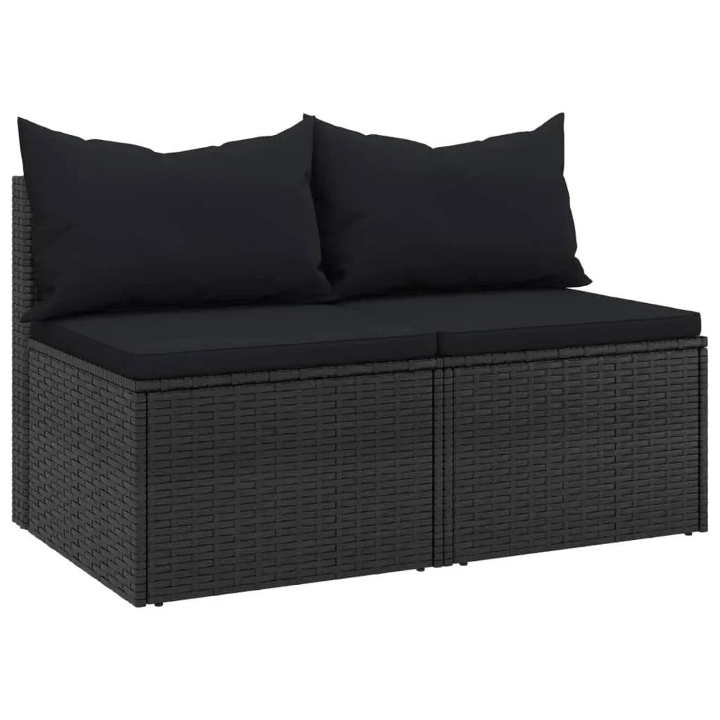 Patio Middle Sofas with Cushions Accent Loveseat 2 Pcs Poly Rattan