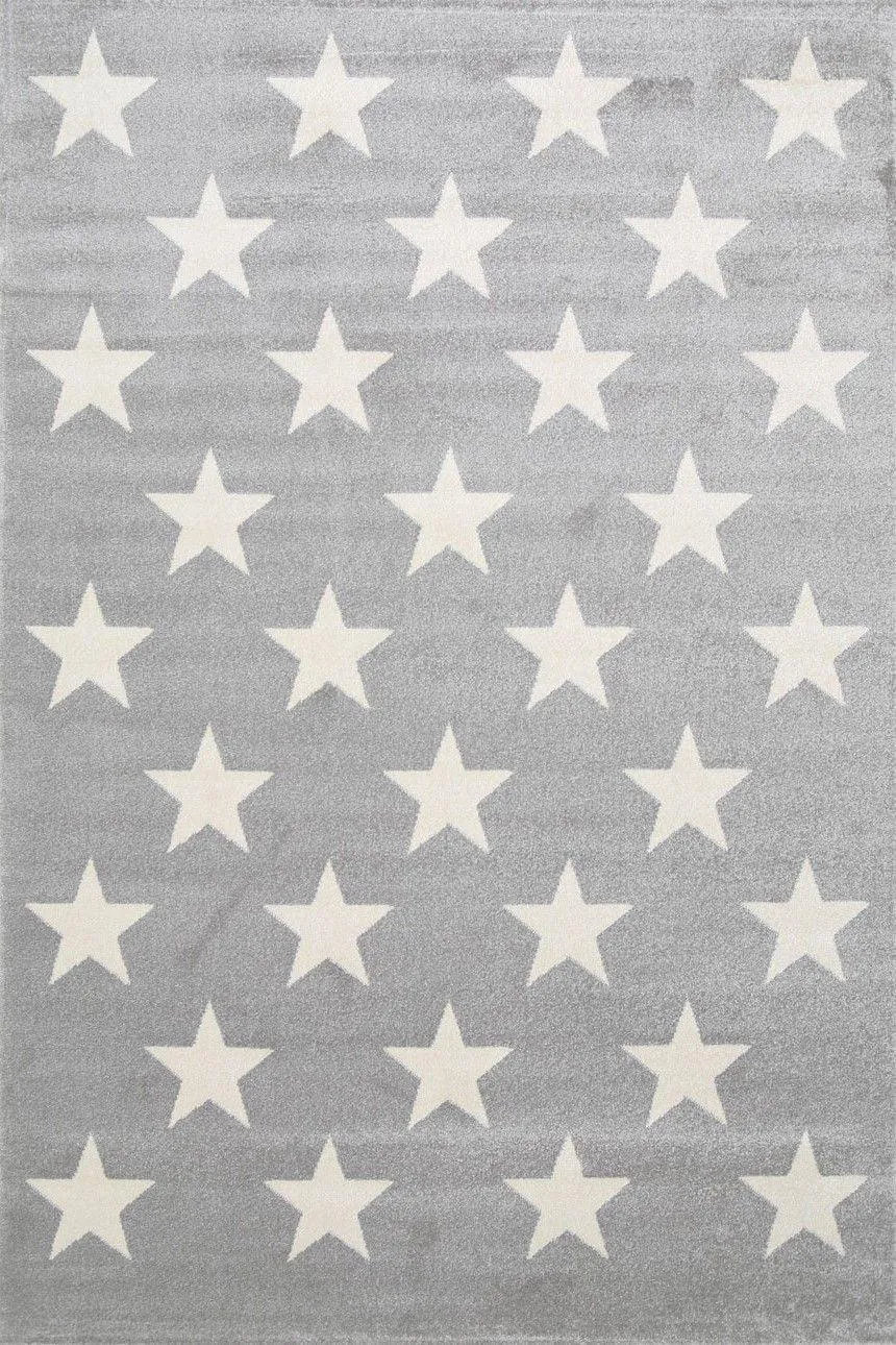 Piccolo Charcoal and White Stars Kids Rug 160x230cm