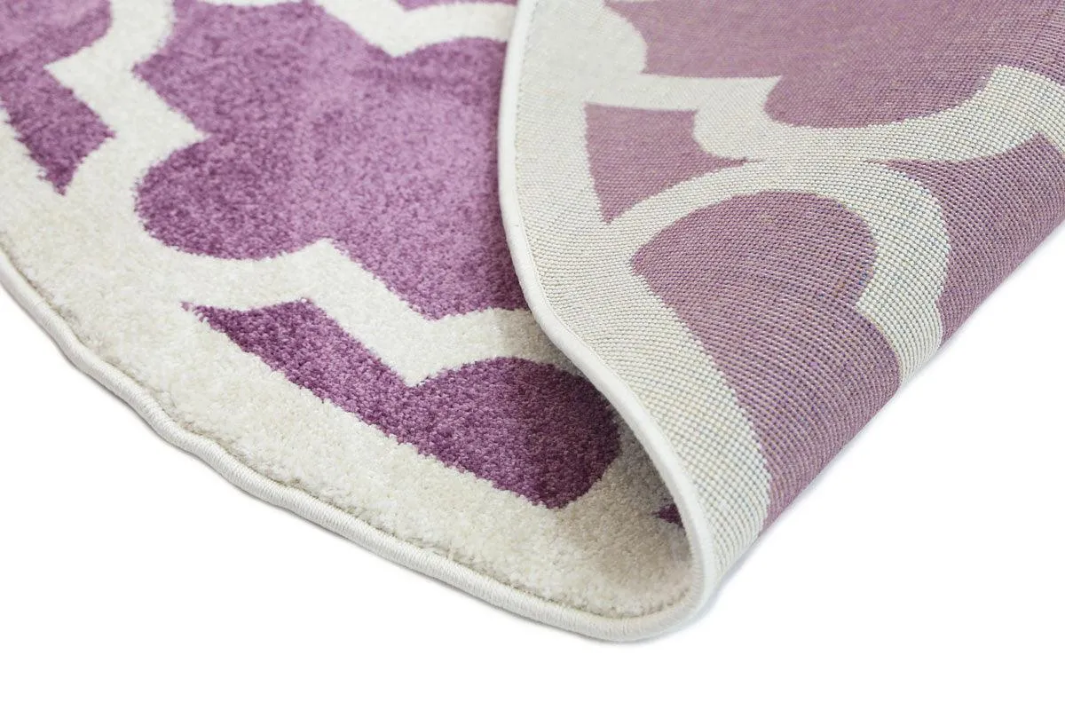 Piccolo Violet Pink and White Lattice Pattern Kids Rug 160x230cm