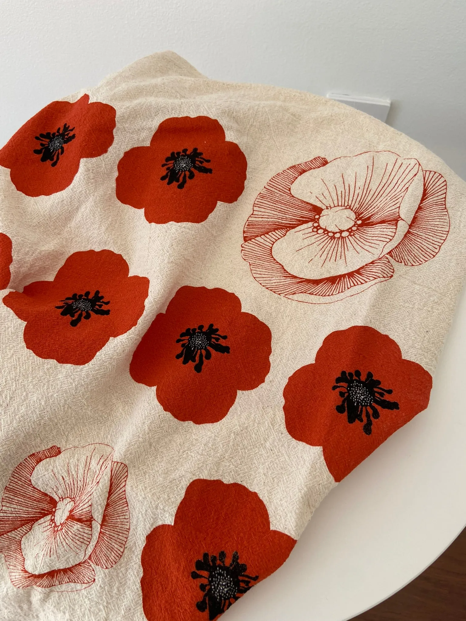 Poppy Flower Flour Sack Dish Towel