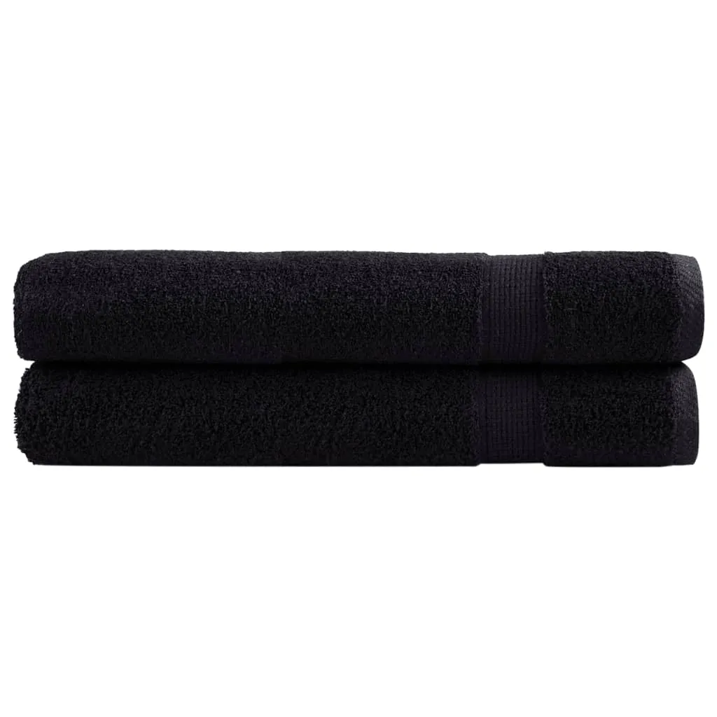 Premium Sauna Towels 2 pcs Black 80x200 cm 600 gsm 100% Cotton