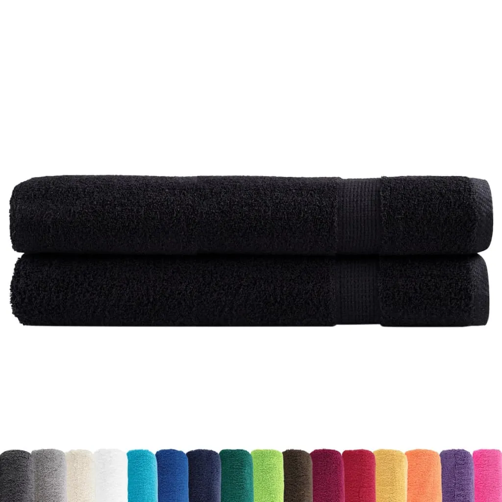 Premium Sauna Towels 2 pcs Black 80x200 cm 600 gsm 100% Cotton