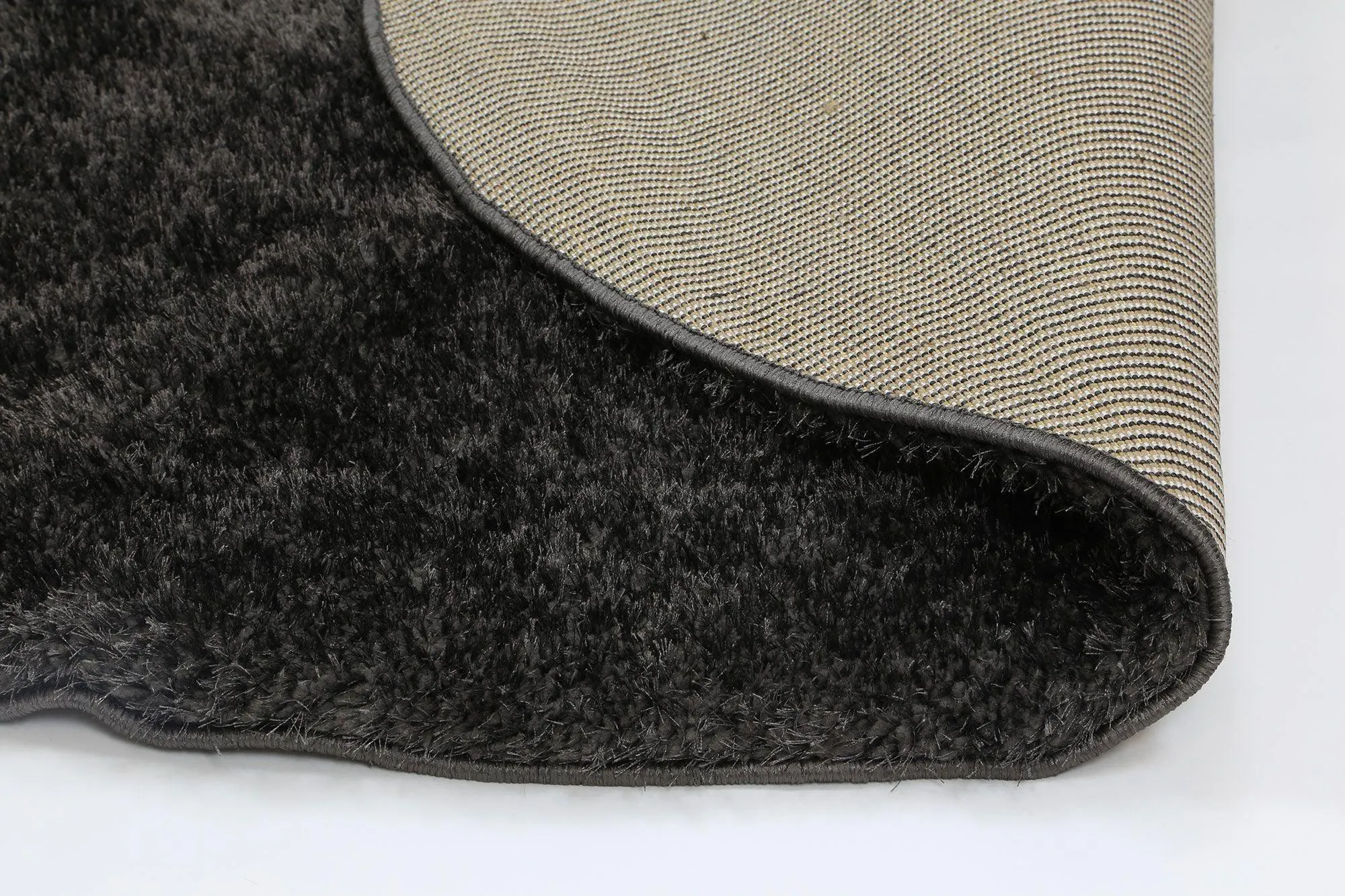 Puffy Soft Shaggy Round Rug Anthracite Grey 160x160 cm Round