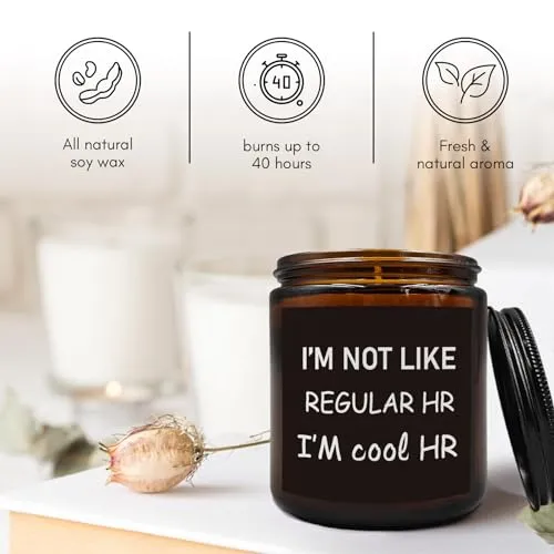 PUHEI Human Resources Gifts, I’m Not Like Regular HR I’m Cool HR Candle, HR Gifts for Women, Coworker Leaving Gifts, Funny Human Resources Candle Soy Scented Jar Candles