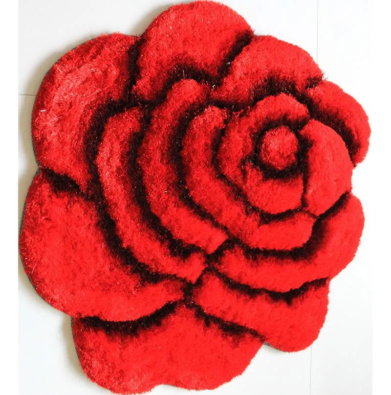 Red and Black Flower Decorative Rug