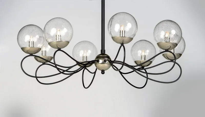 Reverb 31" 8 Light Chandelier in Textured Black and Polished Nickel