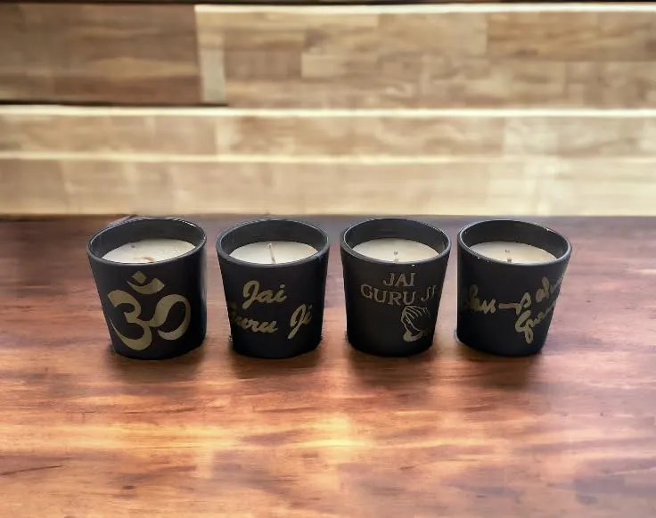 RJKART Shot Glass Scented Candle Aroma Therapy Ik omkar Candles for Birthday Anniversary (Pack of 6, Black)