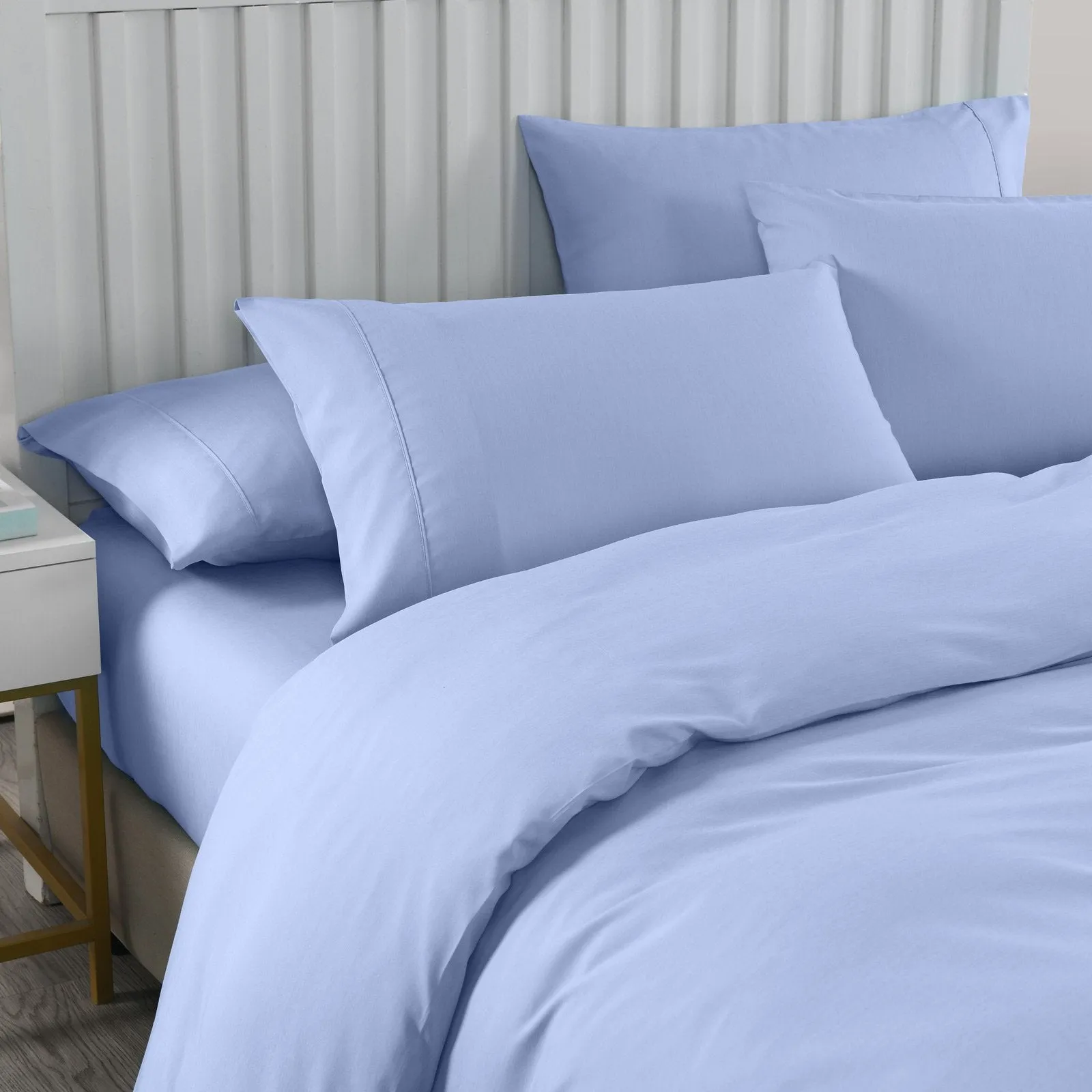 Royal Comfort 2000TC 6 Piece Bamboo Sheet & Quilt Cover Set Cooling Breathable Queen Light Blue