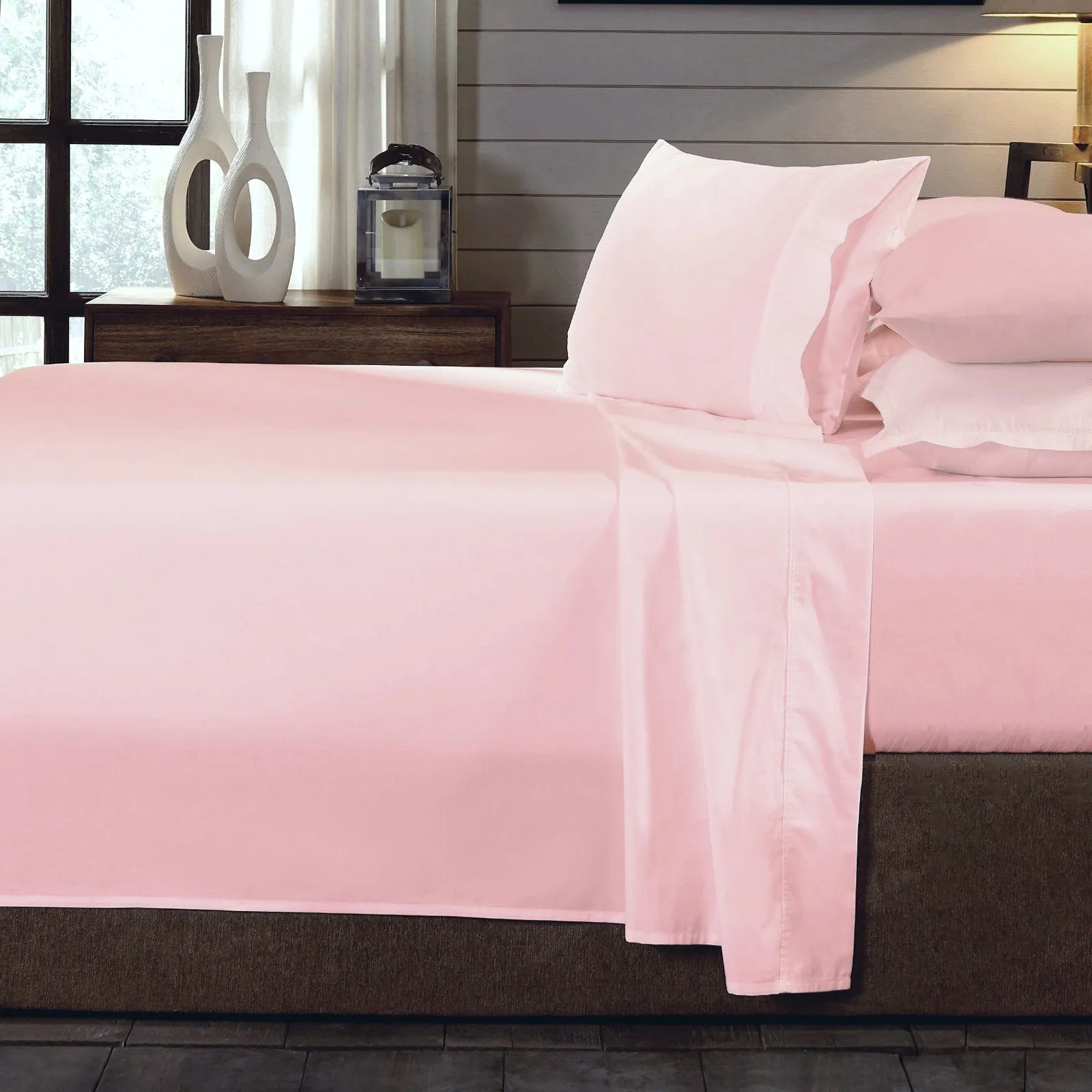 Royal Comfort 250TC Organic 100% Cotton Sheet Set 4 Piece Luxury Hotel Style King Blush