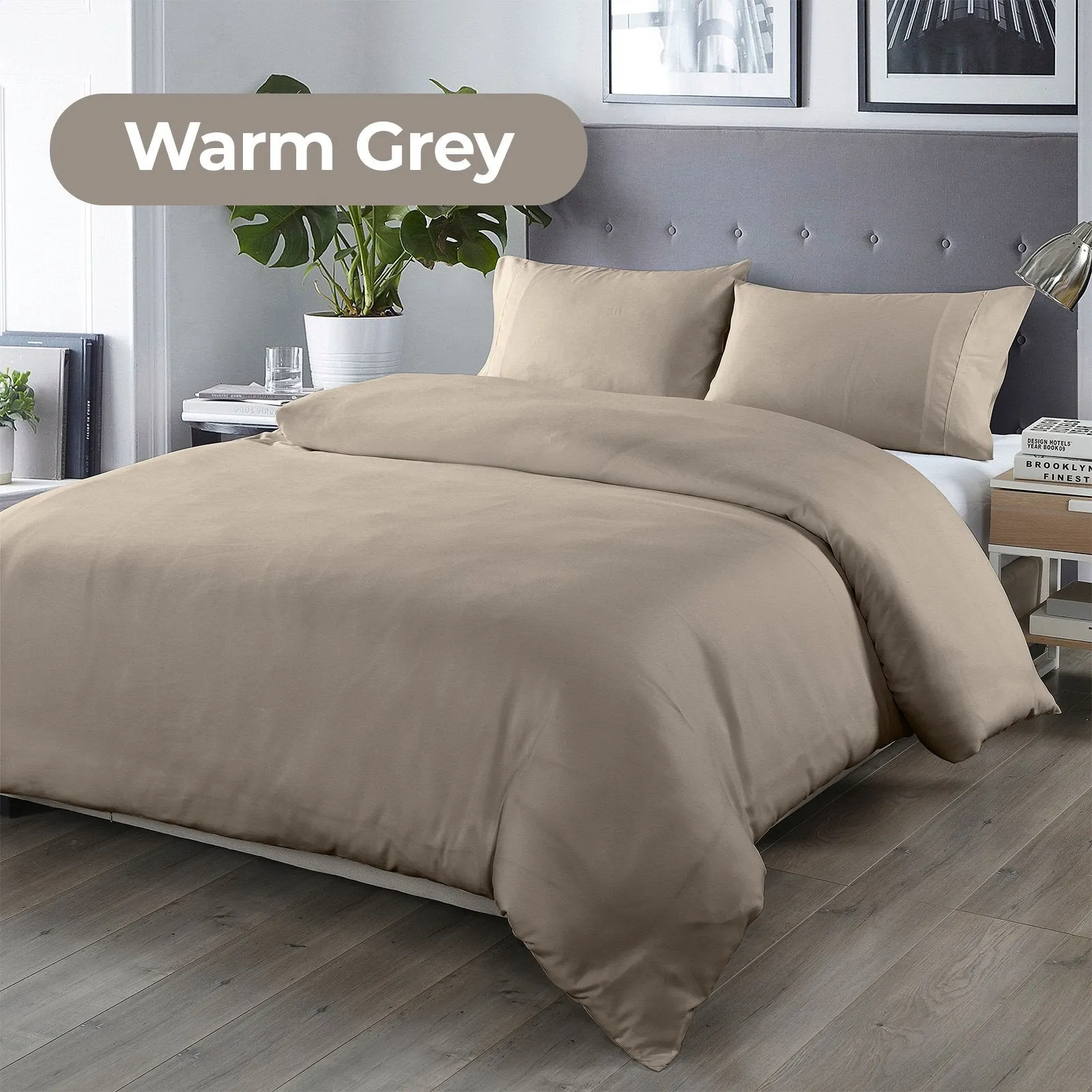 Royal Comfort Bamboo Blended Quilt Cover Set 1000TC Ultra Soft Luxury Bedding Double Grey