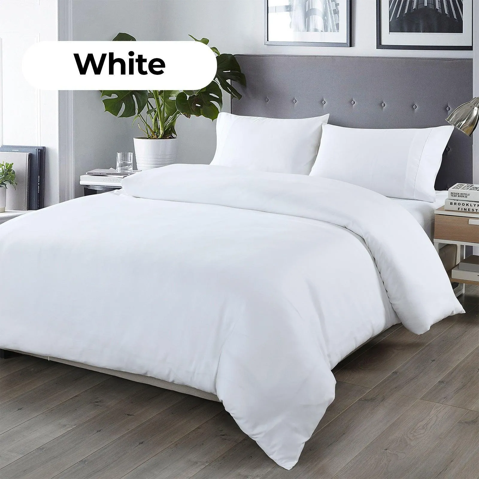 Royal Comfort Bamboo Blended Quilt Cover Set 1000TC Ultra Soft Luxury Bedding - Double - White