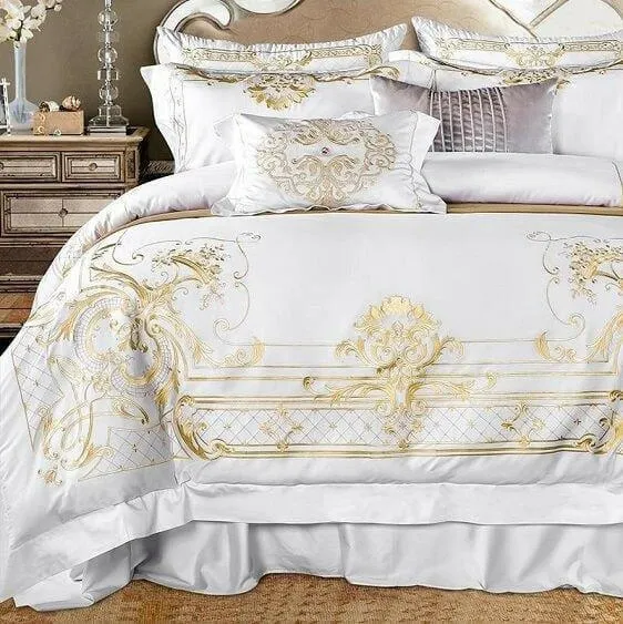 Royal White Egyptian Cotton Duvet Bedding Set