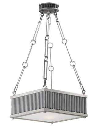 Ruffle 13.25" Wide 3 Light Single Pendant using E26 Medium Incandescent Bulbs in Weathered Zinc / Satin Nickel