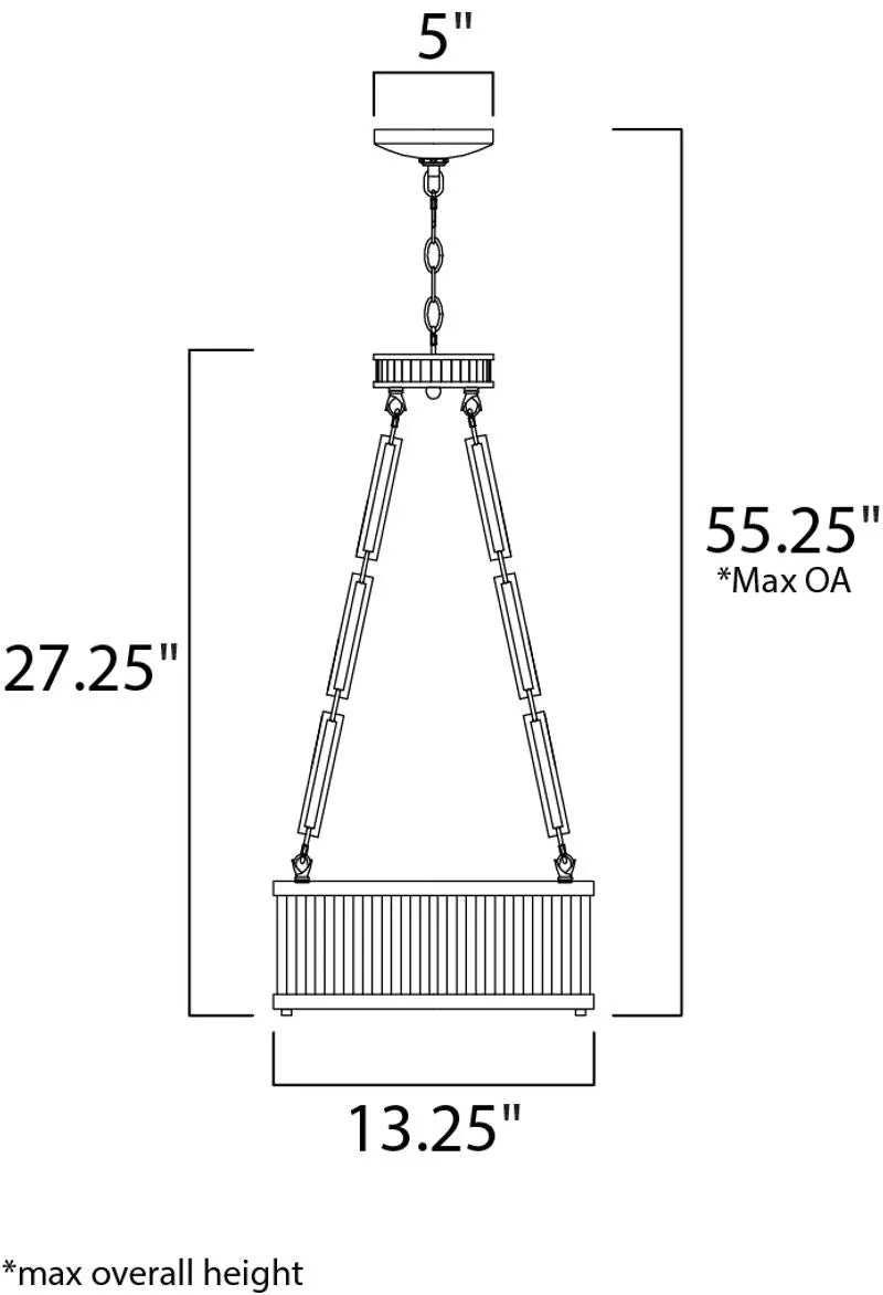 Ruffle 13.25" Wide 3 Light Single Pendant using E26 Medium Incandescent Bulbs in Weathered Zinc / Satin Nickel