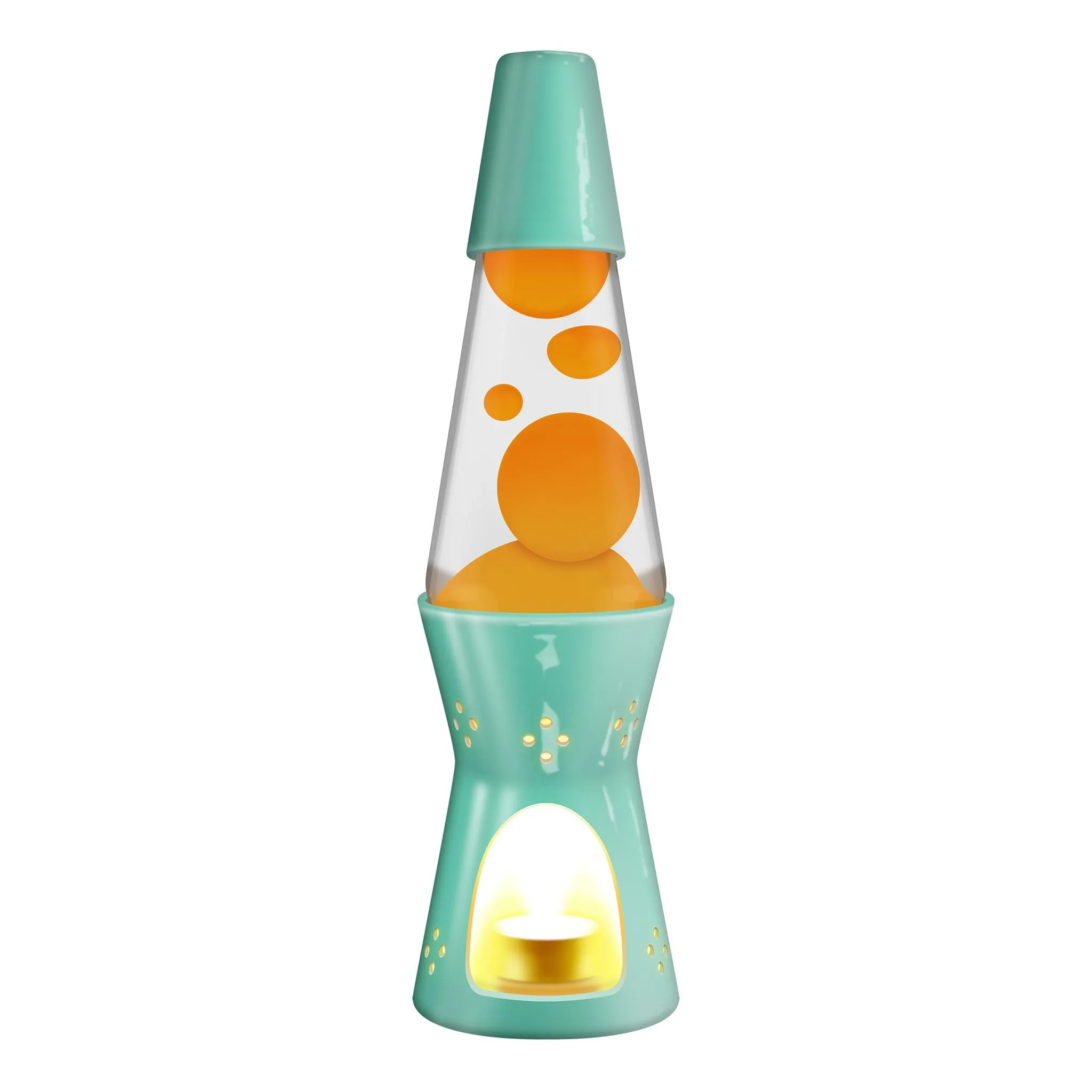 Schylling 11.5 Inch Candle Light Lava Lamp -Turquoise/Clear/Orange