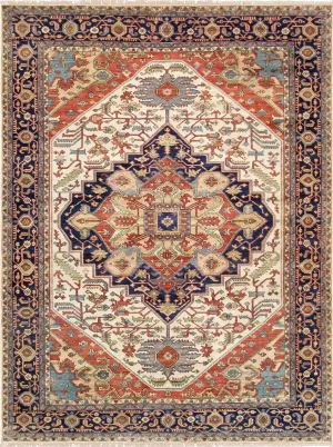 Serapi Collection Hand-Knotted Wool Area Rug, 10' 0" X 10' 3", Ivory