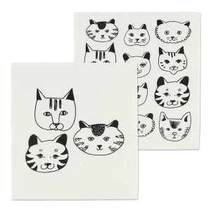 Simple Cat Faces Swedish Dishcloth set/2