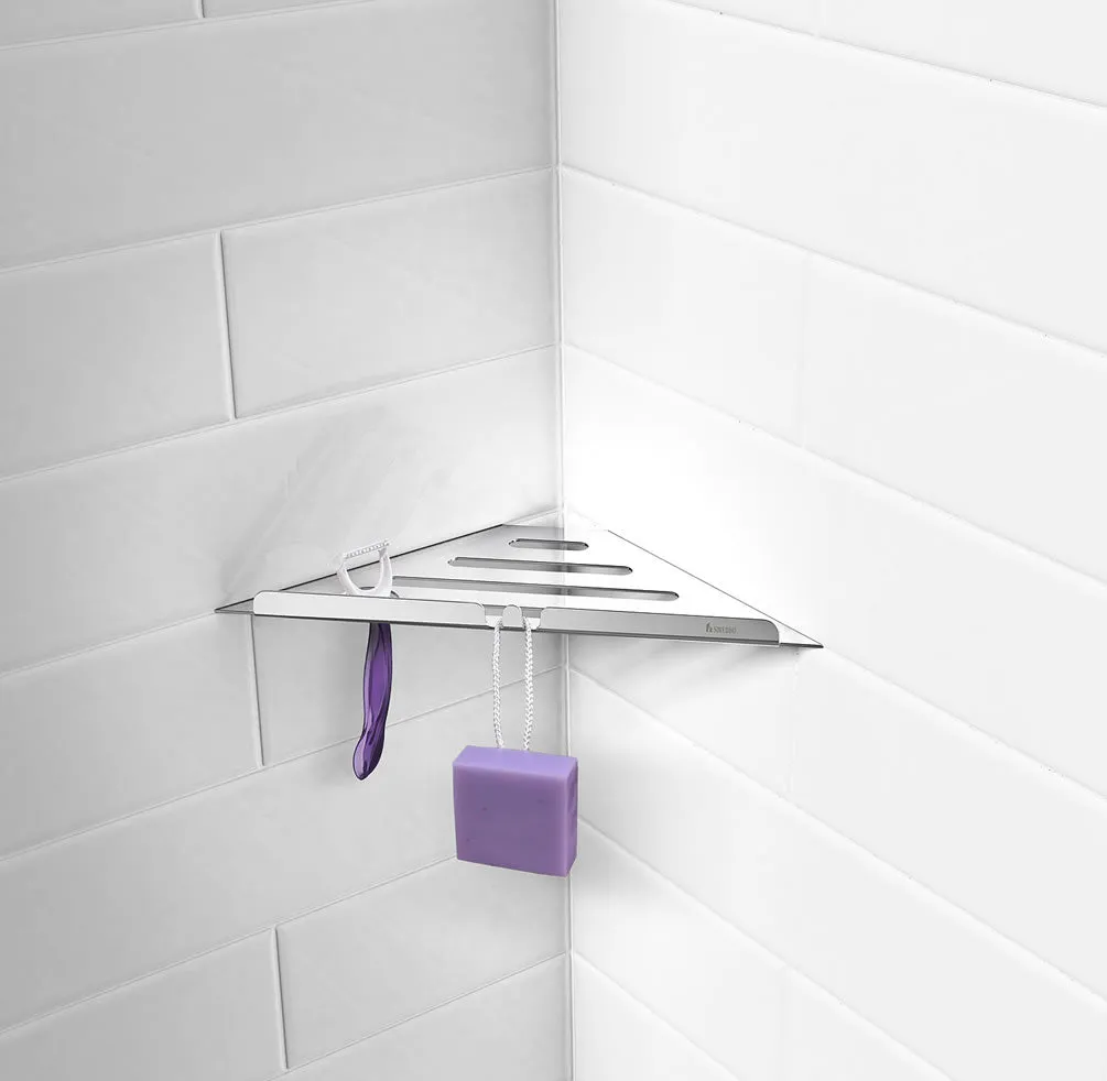 SMEDBO Sideline Collection Grout Line Corner Shower Shelf, Polished Stainless Steel or Matte Black